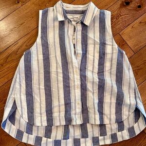 MADEWELL SMALL - Navy/Wht Stripped Linen Sleeveless Top. Like New 👀
